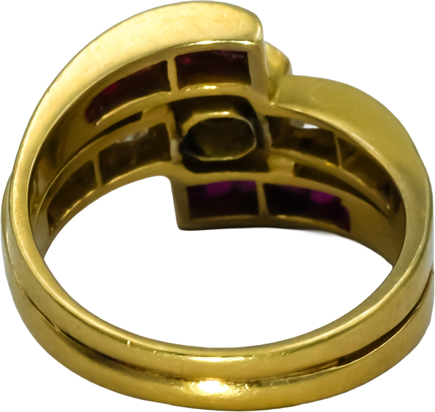 18k Yellow Gold Diamond and Ruby Cocktail Ring 1.60CT Size 7.5