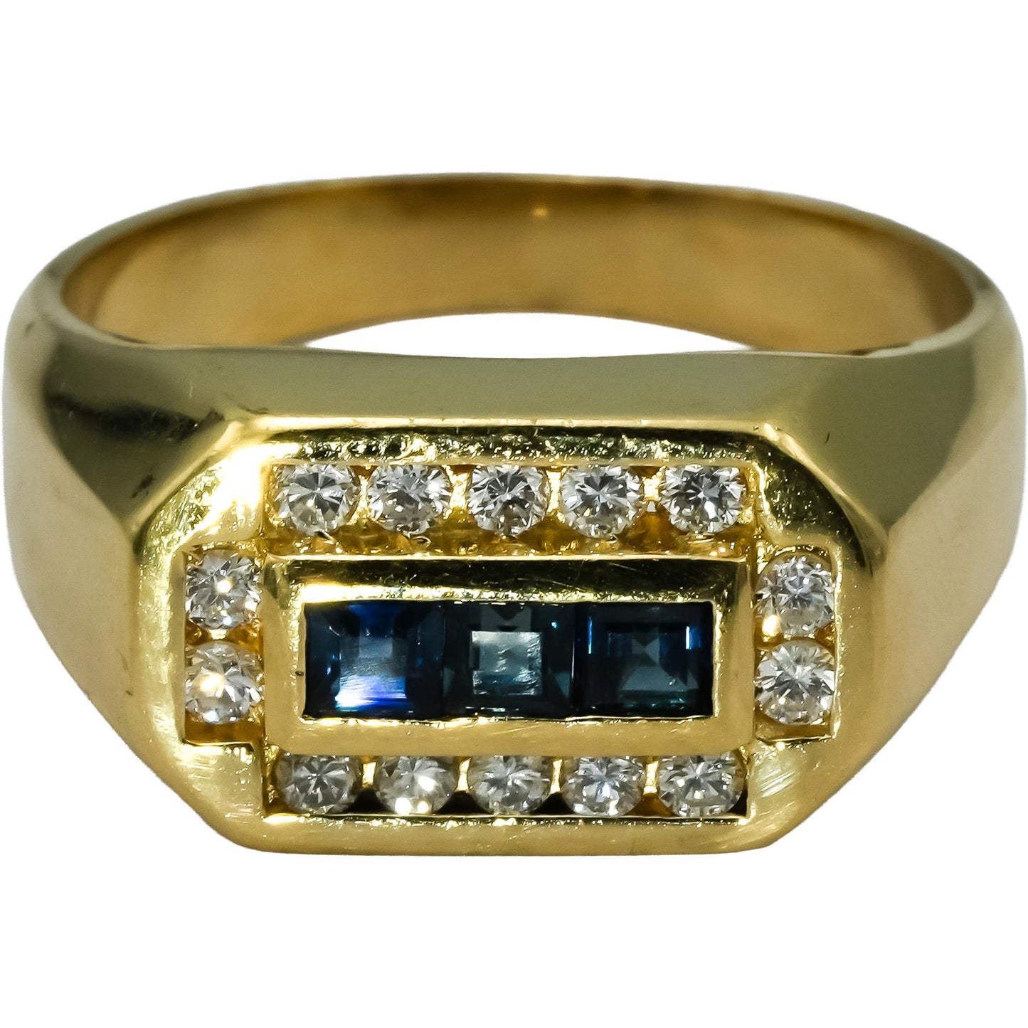 14k Yellow Gold VS Diamond and Sapphire Men's Band Ring 0.70CT Size 9.5