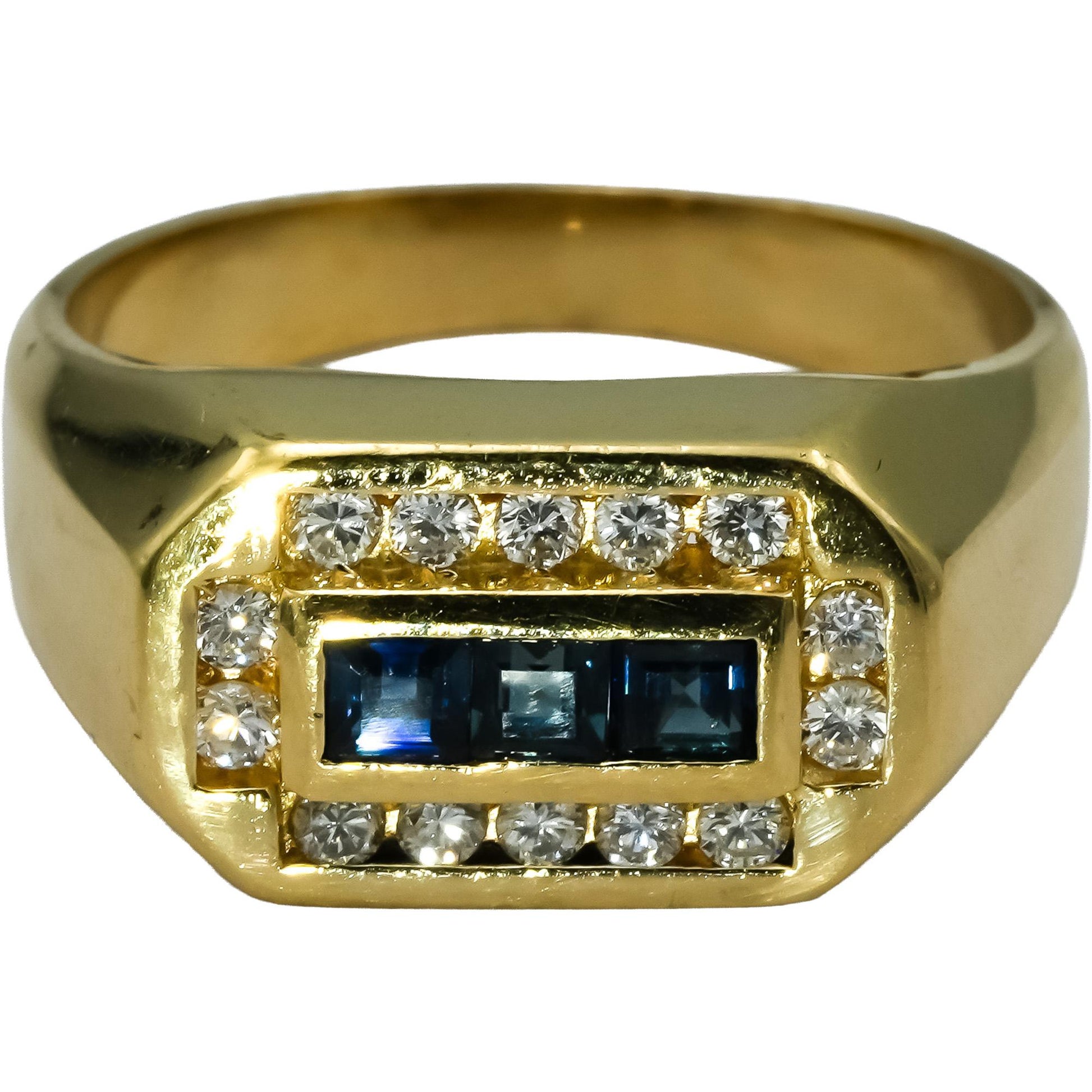 14k Yellow Gold VS Diamond and Sapphire Men's Band Ring 0.70CT Size 9.5
