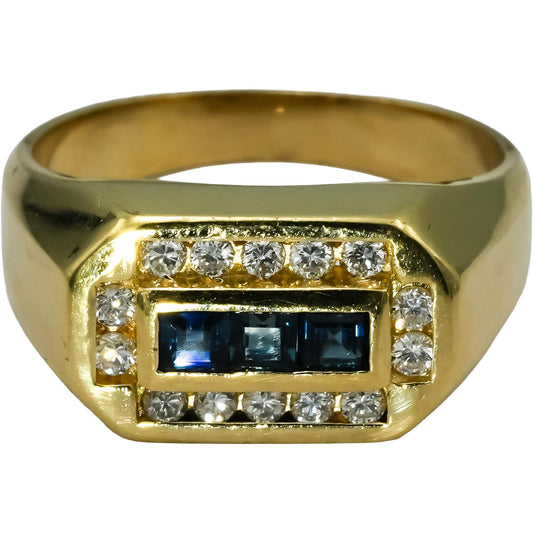 14k Yellow Gold VS Diamond and Sapphire Men's Band Ring 0.70CT Size 9.5