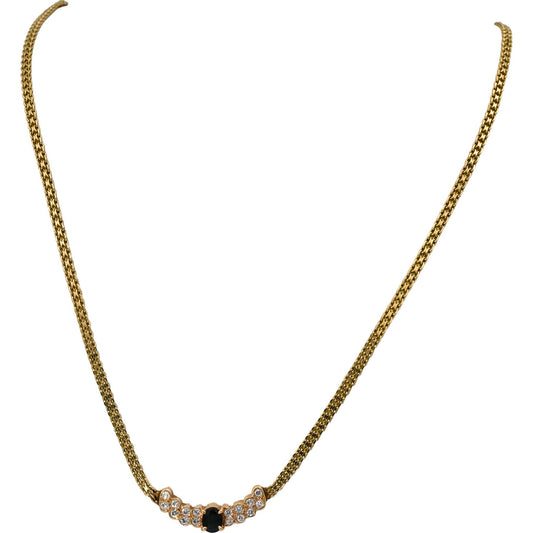 14k Yellow Gold Diamond and Sapphire Curved Centerpiece Necklace 1.25CT