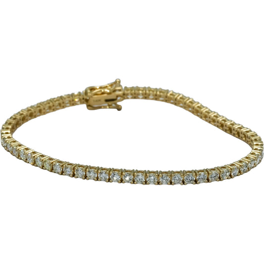 14k Yellow Gold VS Round Diamond Tennis Bracelet 5.38CT