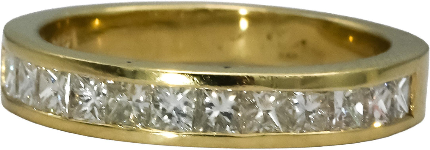 14k Yellow Gold VS Princess Cut Channel Set Diamond Band Ring 1.10CT Size 6