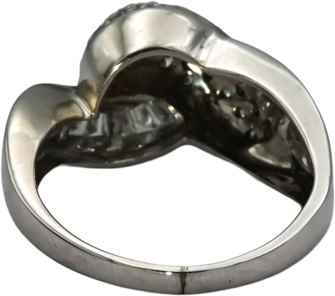 18k White Gold VS Round & Baguette Diamond Crossover Ring 1.0CT Size 6.5