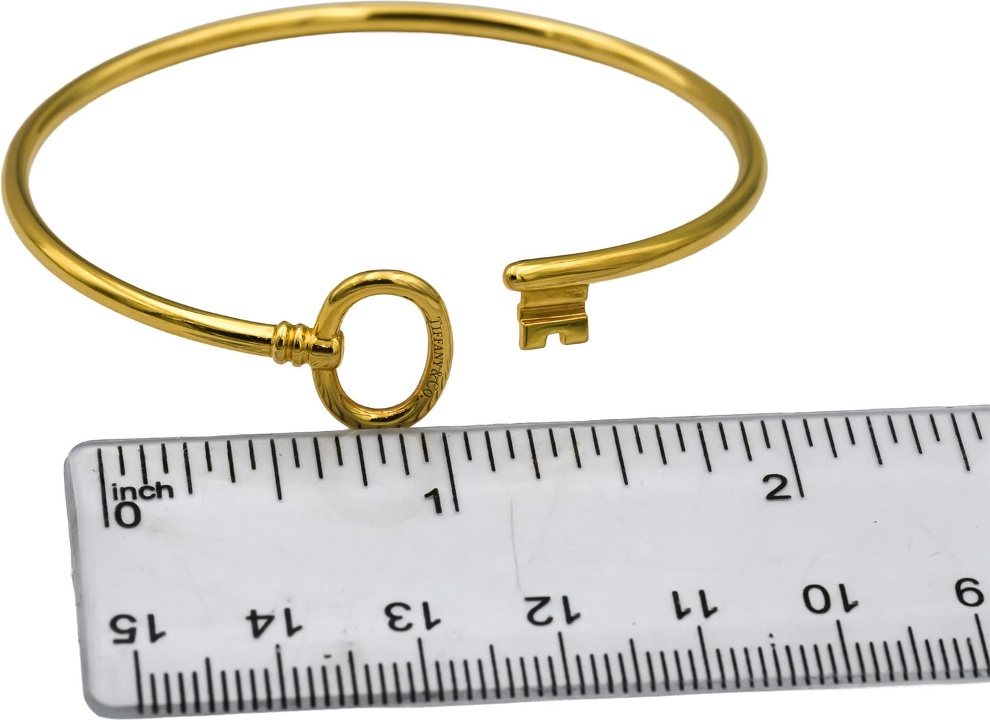 TIFFANY & CO. 18k Yellow Gold Key Flexible Bangle Bracelet 2150 Retail