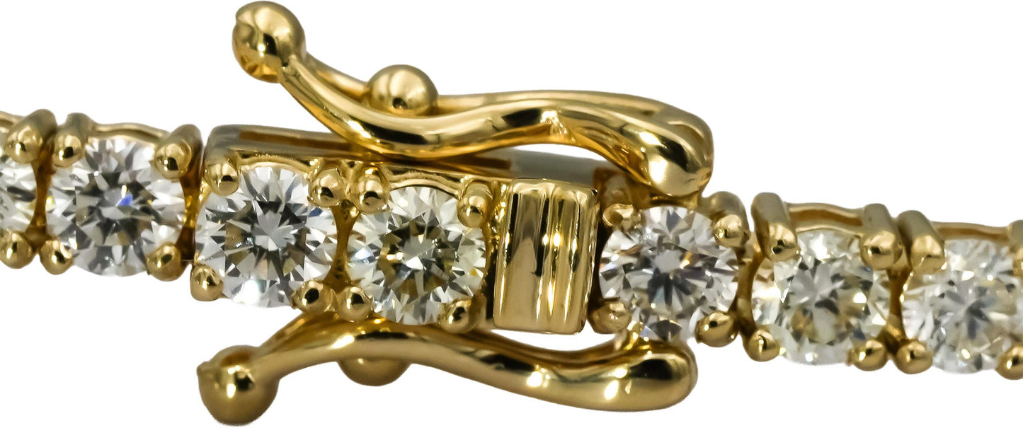 14k Yellow Gold VS Round Diamond Tennis Bracelet 5.37CT
