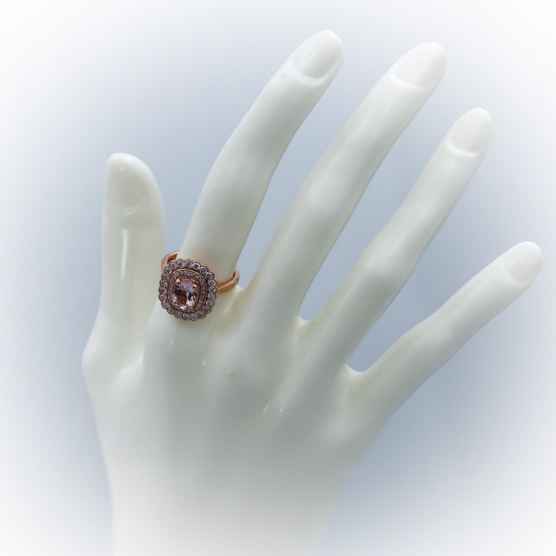 14k Rose Gold Diamond and Morganite Cocktail Ring 2.0CT Size 6.25