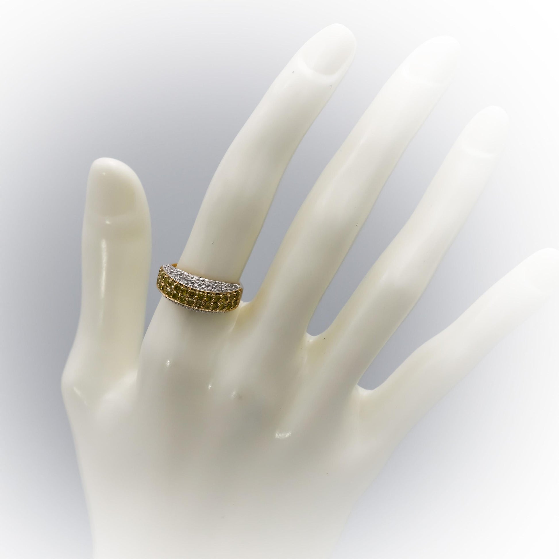 14k Yellow Gold White and Irradiated Yellow Cluster Ring 1.0CT Size 6