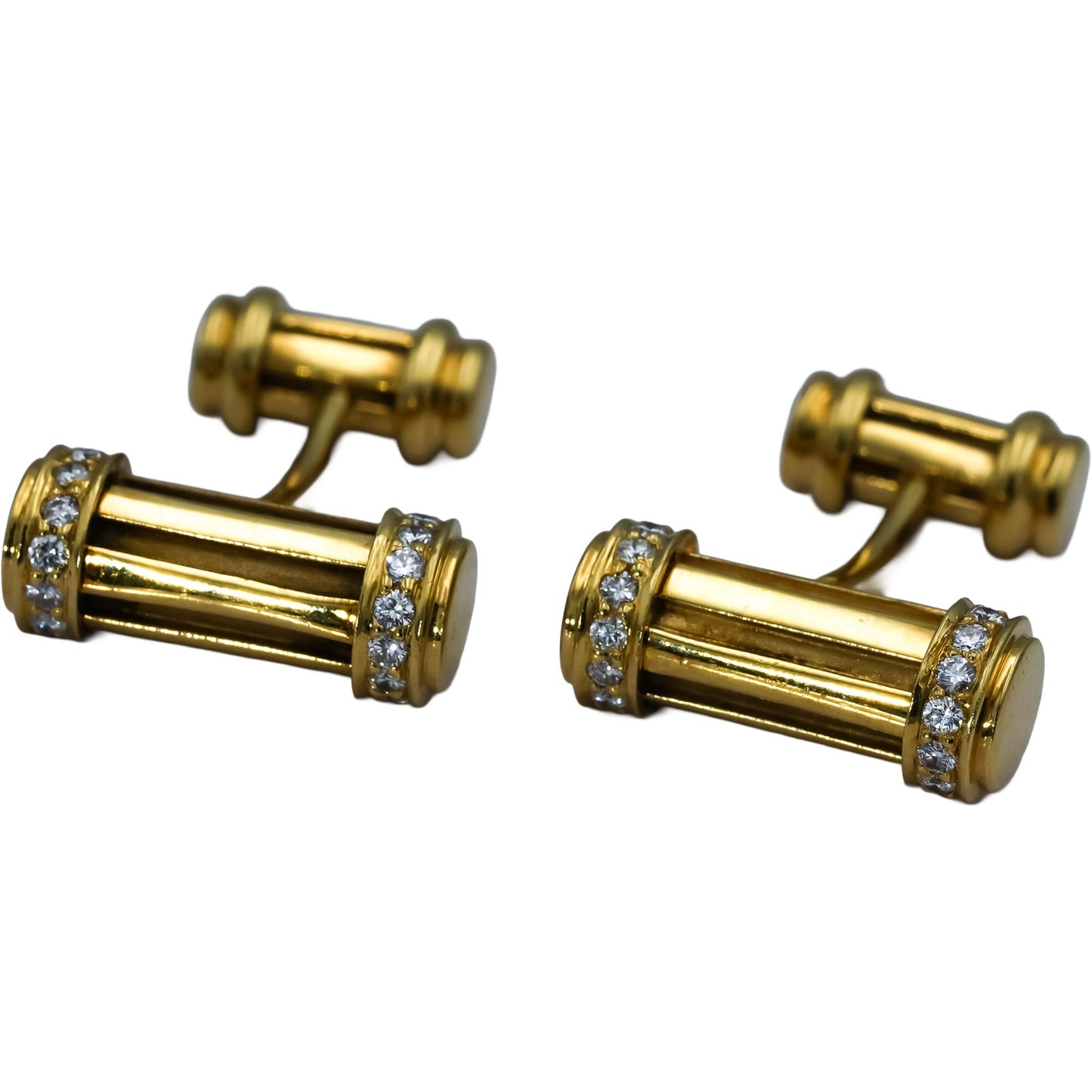 TIFFANY & CO. 18k Yellow Gold VS Round Diamond Bar Cufflinks 0.45CT