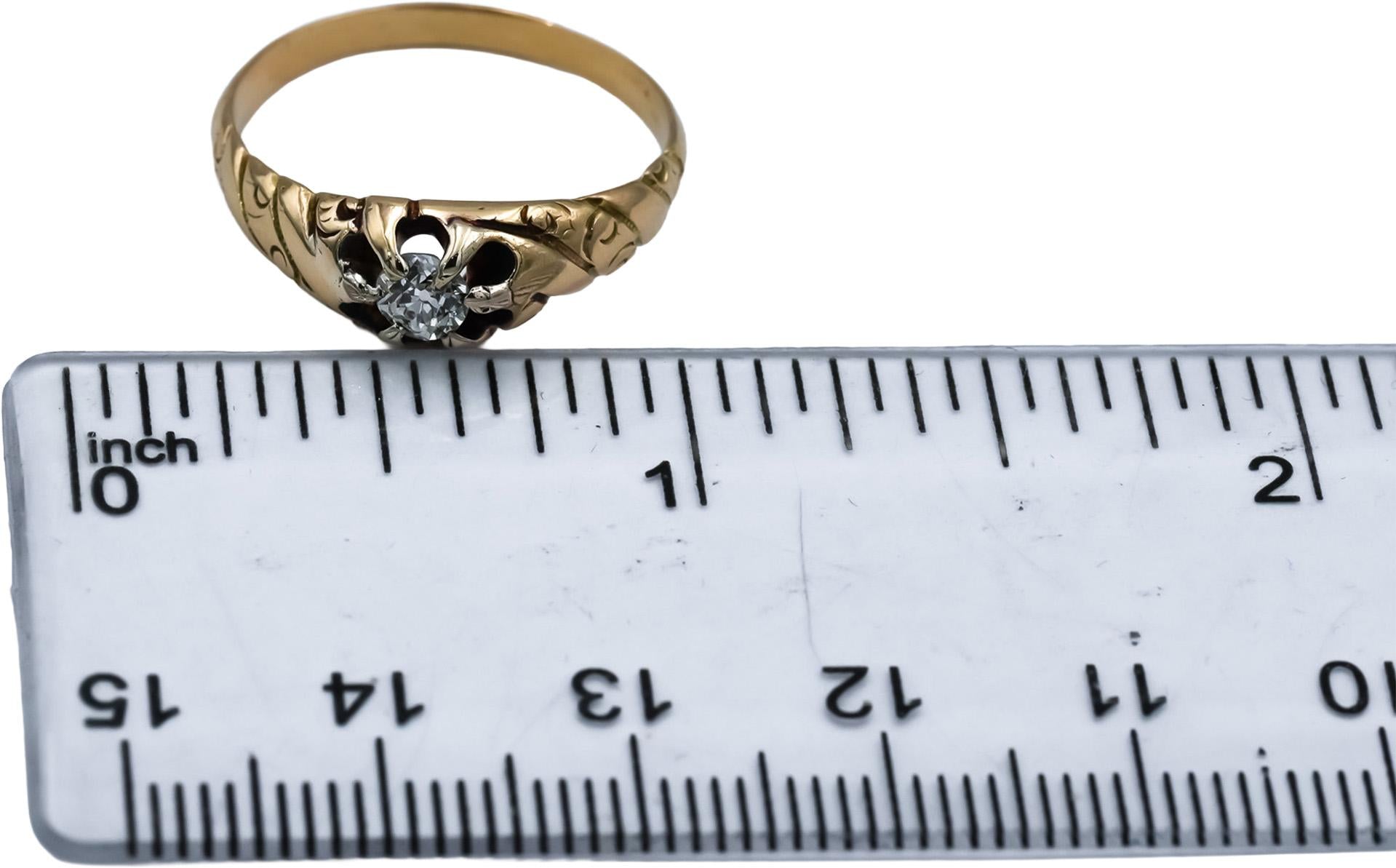Vintage Antique 14k Yellow Gold Diamond Solitaire Ring 0.25CT Size 8