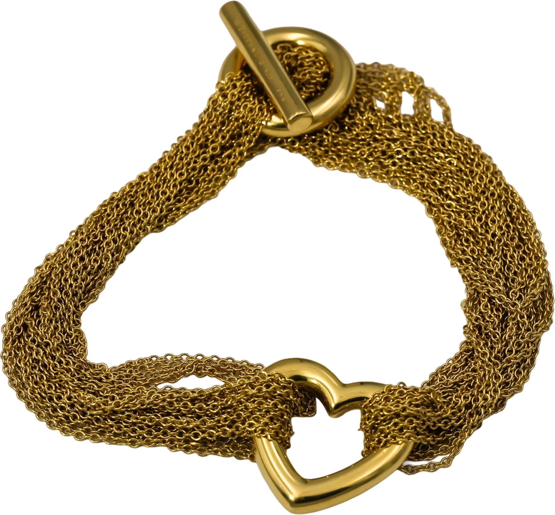 TIFFANY & CO. 18k Yellow Gold Multi-Strand Heart Bracelet