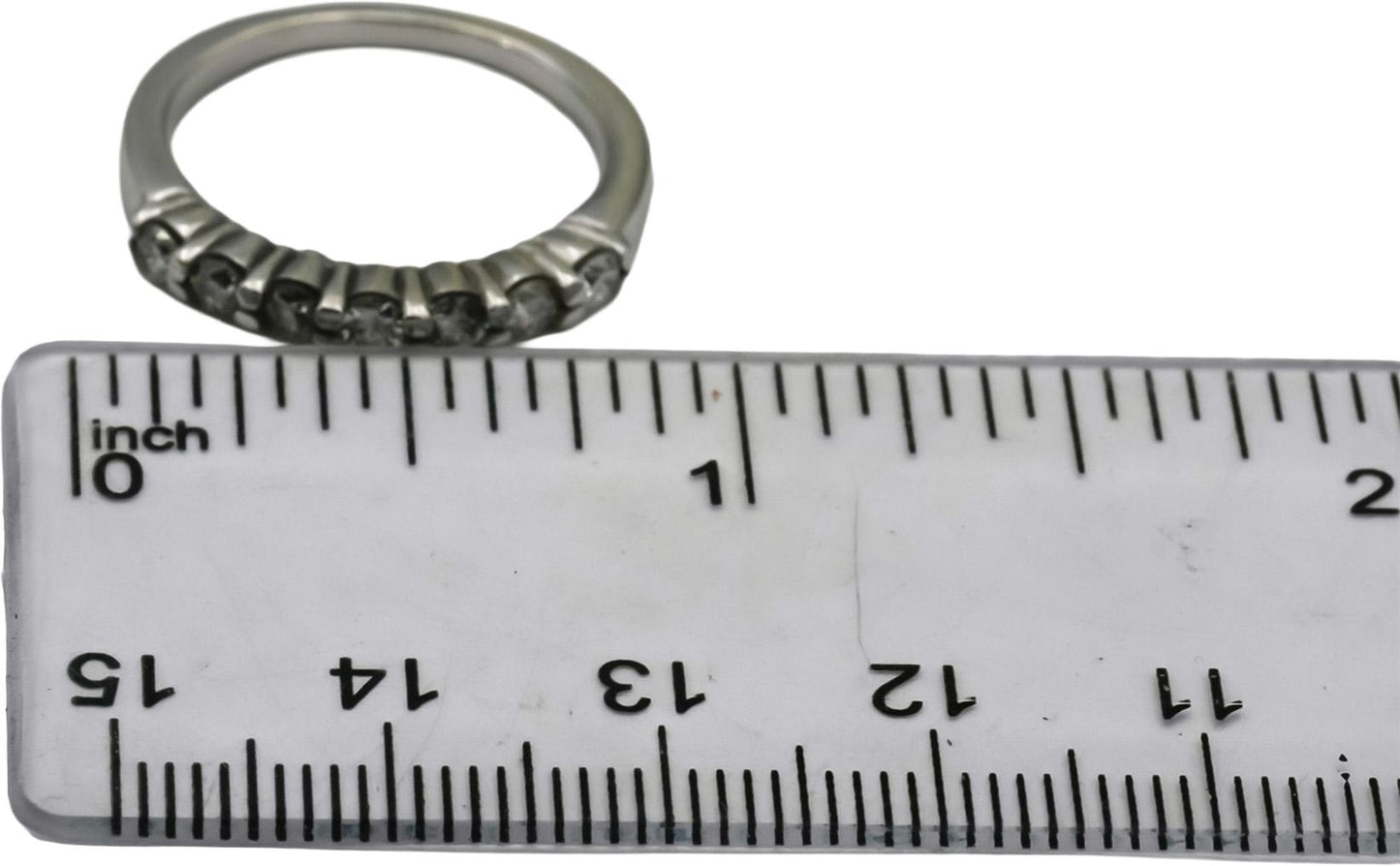 10k White Gold Round Diamond Seven Stone Band Ring 0.50CT Size 6.5