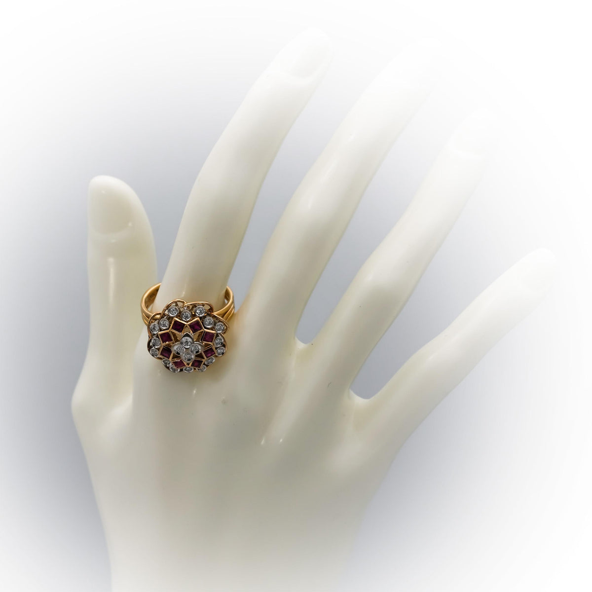 14k Yellow Gold Diamond and Ruby Cocktail Ring 1.0CT Size 9.25