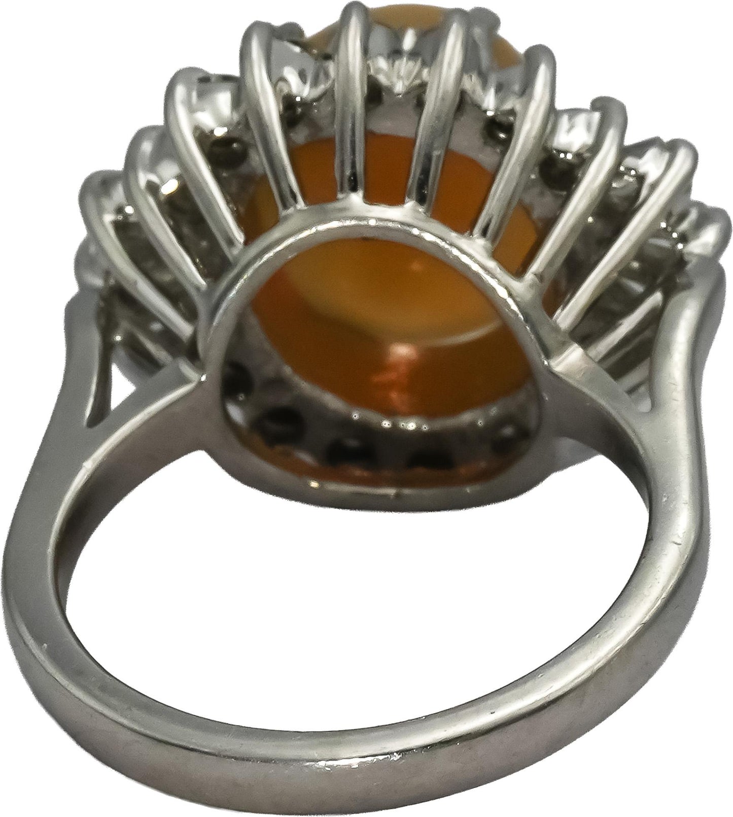 Platinum Diamond and Cabochon Opal Cocktail Ring 2.99CT Size 5