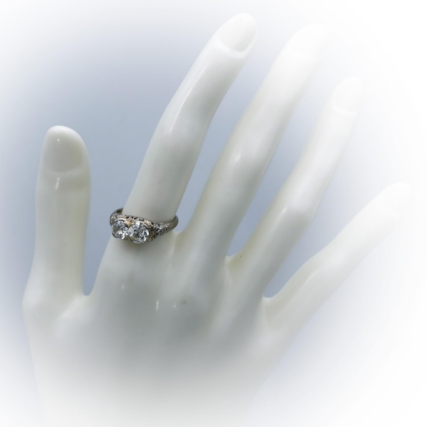 Antique Art Deco 18k White Gold VS Diamond Ring 1.47CT Size 6.5