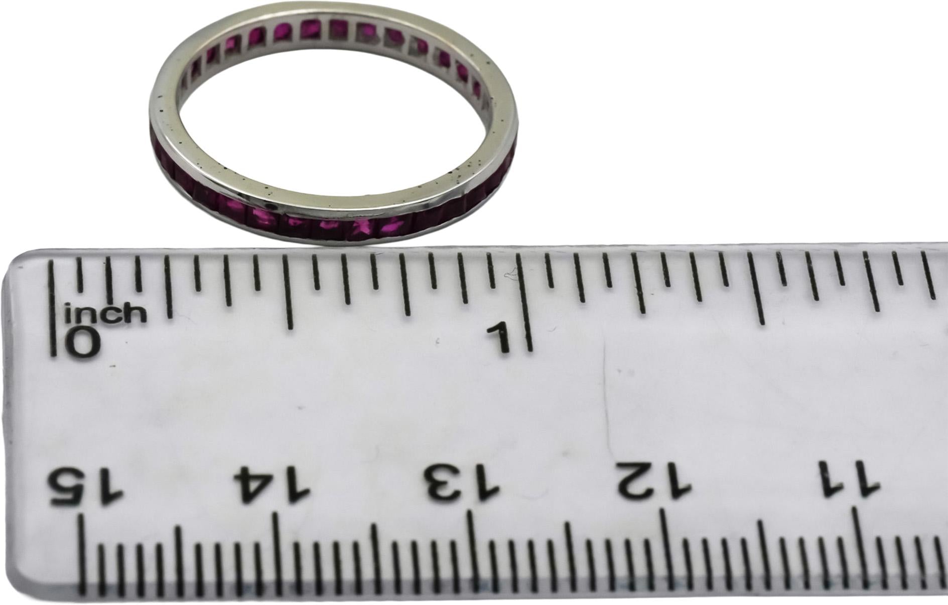 14k White Gold Channel Set Ruby Eternity Band Ring 1.08CT Size 7