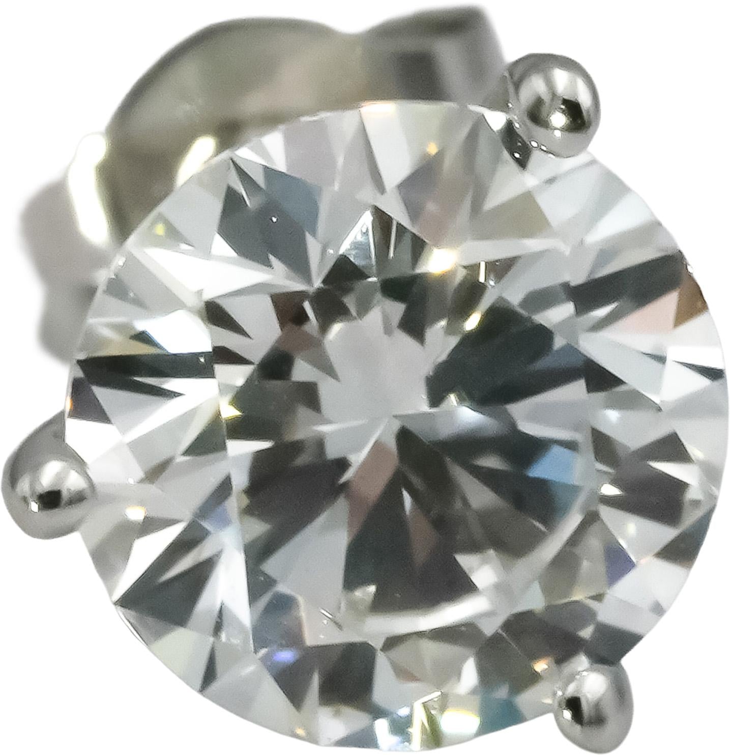 14k White Gold Round Lab-Grown Diamond Martini Setting Stud Earrings 2.01CT