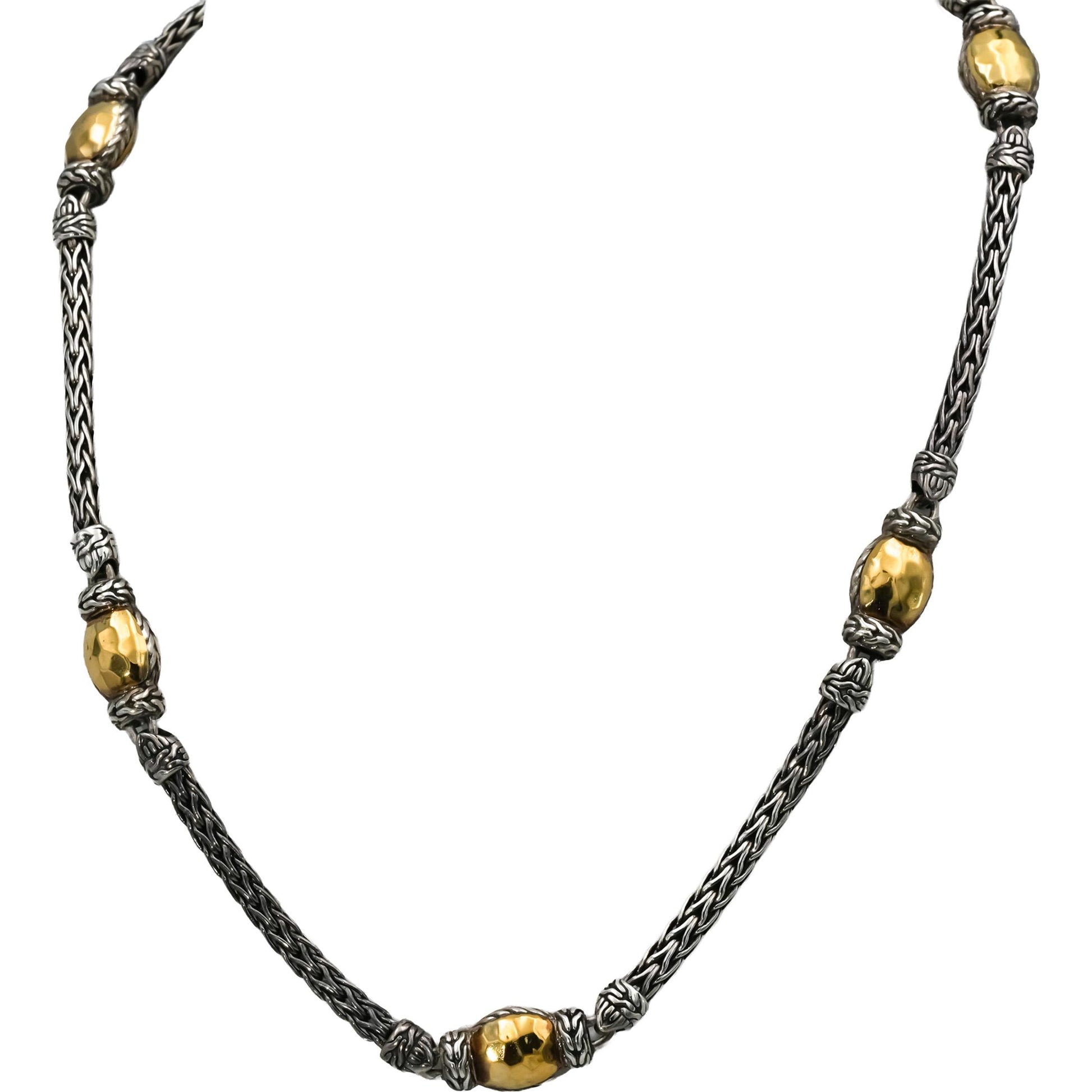 JOHN HARDY Sterling Silver 22K Yellow Gold Palu Collection Station Necklace