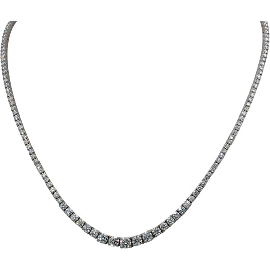 14k White Gold VS Round Diamond Graduated Riviera Necklace 8.73CT