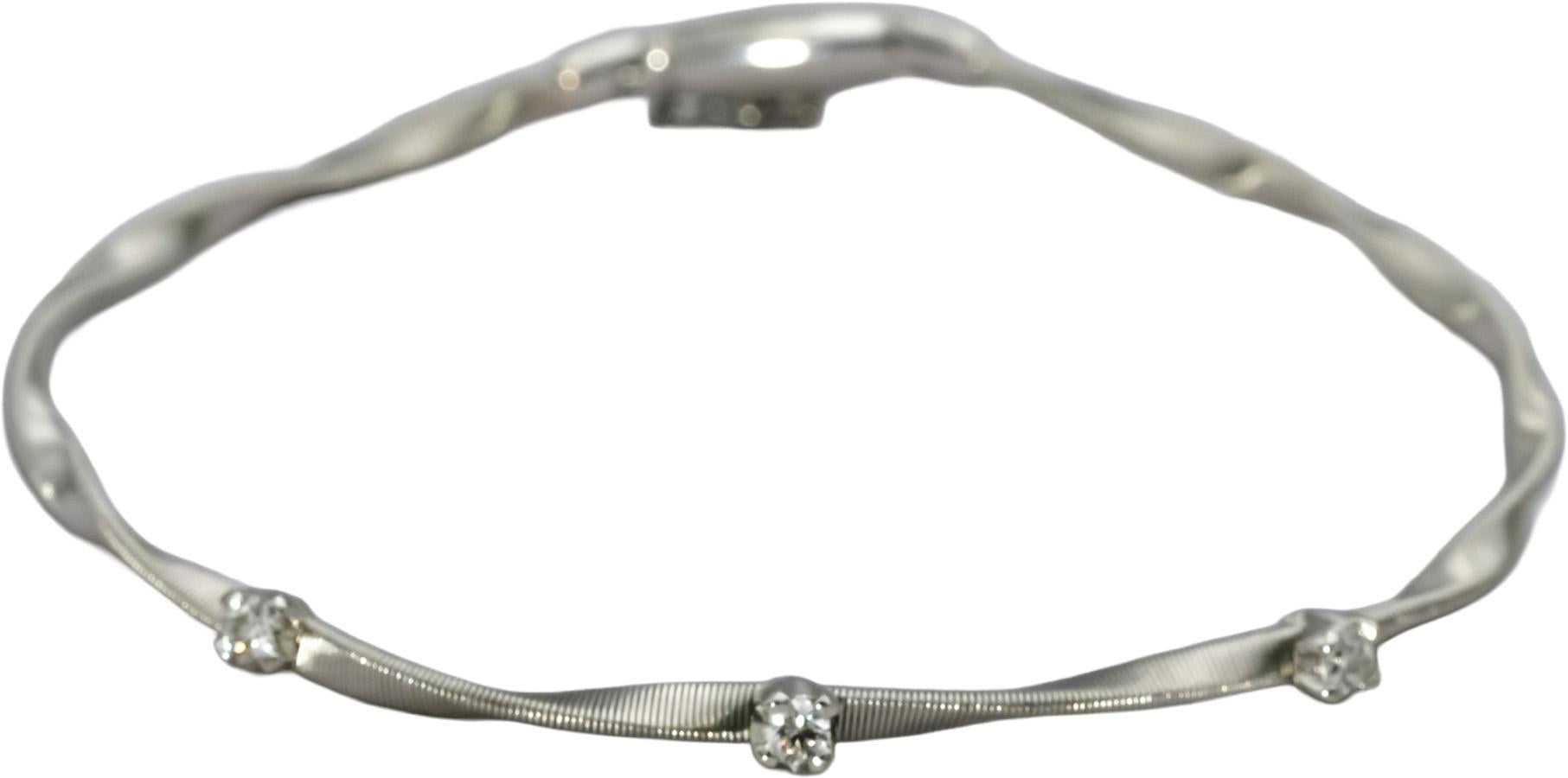 MARCO BICEGO 18k White Gold VS Round Diamond Twisted Bracelet 0.15CT