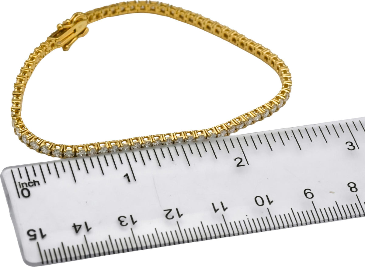 14k Yellow Gold VS Round Lab-Grown Diamond Tennis Bracelet 3.50CT