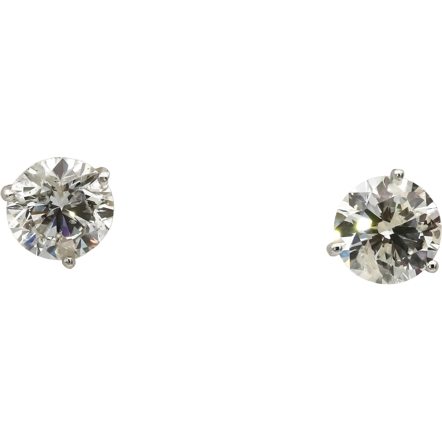 14k White Gold Round Diamond Martini Setting Stud Earrings 4.12CT