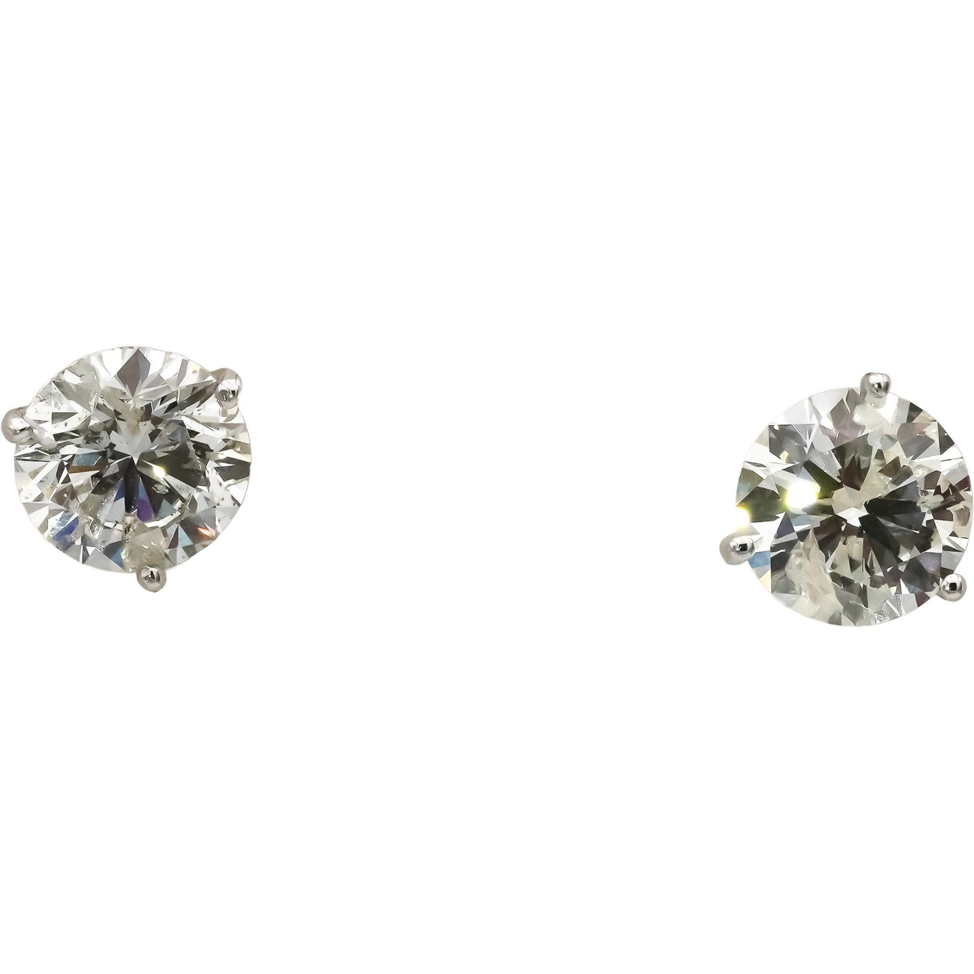 14k White Gold Round Diamond Martini Setting Stud Earrings 4.12CT