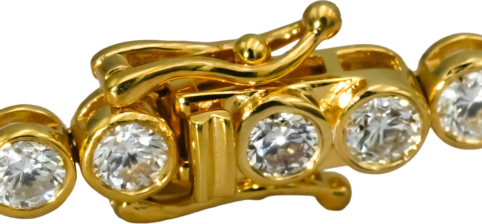 14k Yellow Gold VS Round Bezel Set Natural Diamond Tennis Bracelet 6.06CT