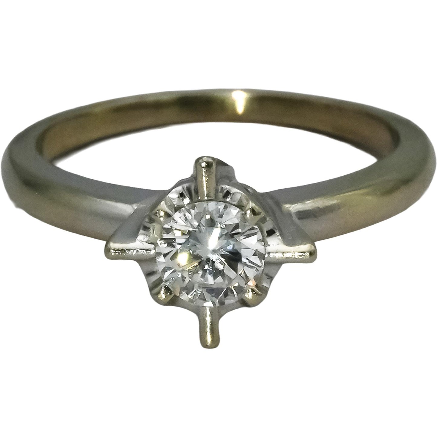 Vintage Antique 14k White Gold VS Round Diamond Solitaire Ring 0.40CT Size 6