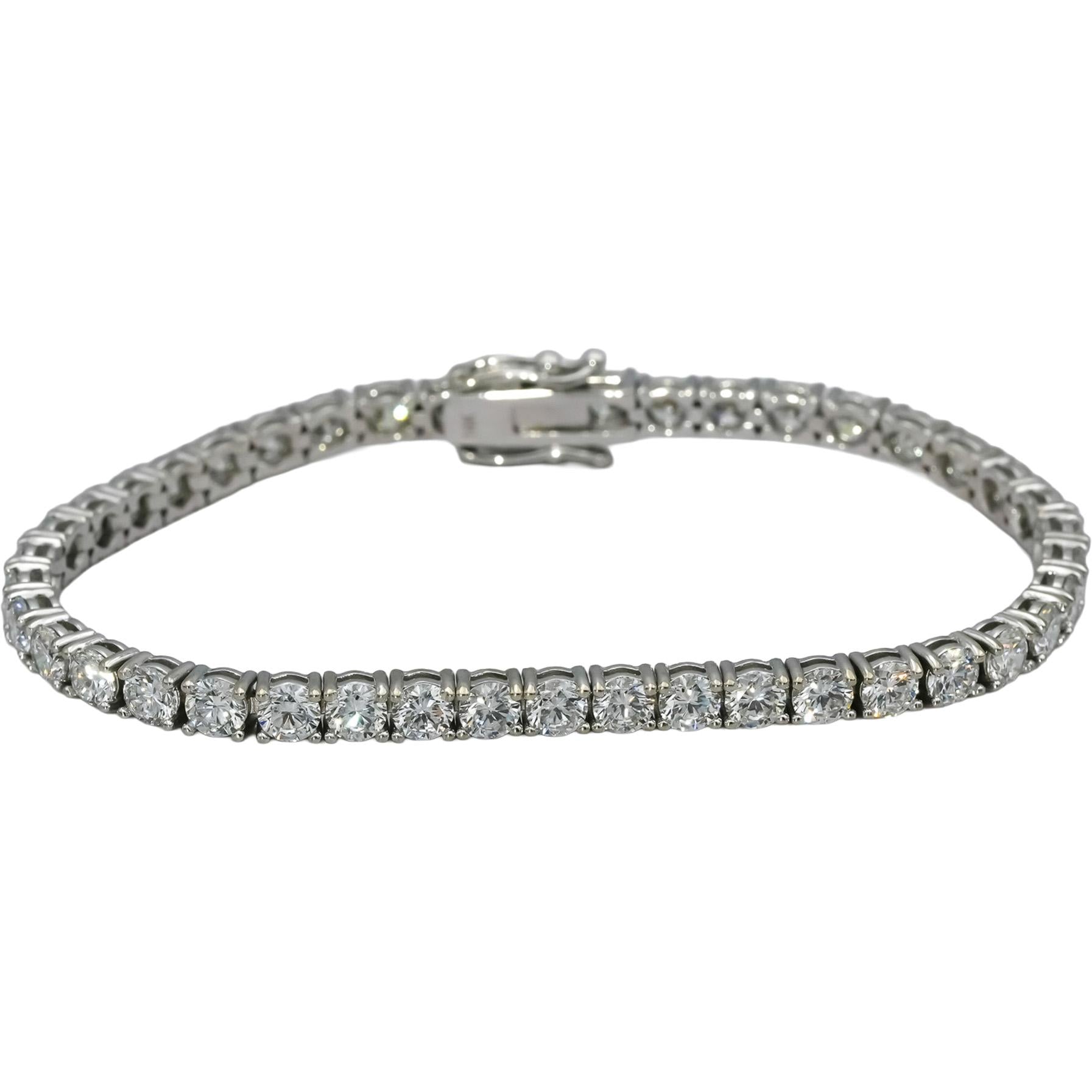 14k White Gold VS Round Lab-Grown Diamond Tennis Bracelet 9.45CT