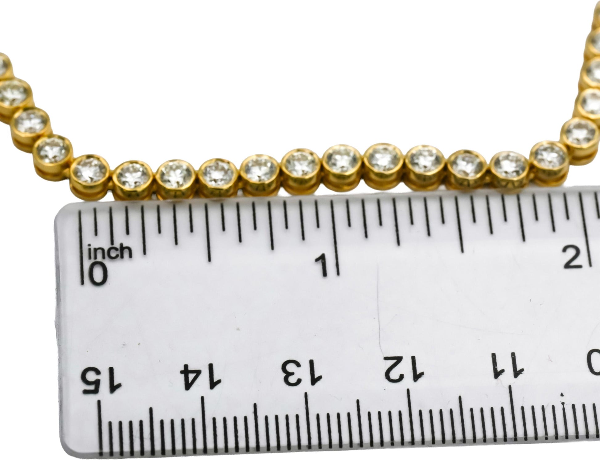 14k Yellow Gold VS Round Bezel Set Diamond Tennis Necklace 5.62CT