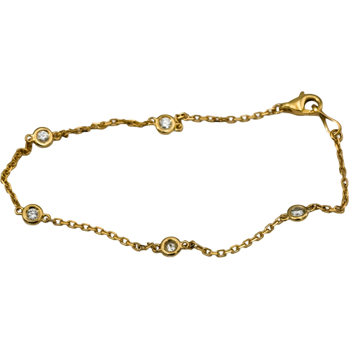 14k Yellow Gold Round Diamond By The Yard Chain Bracelet 0.28CT