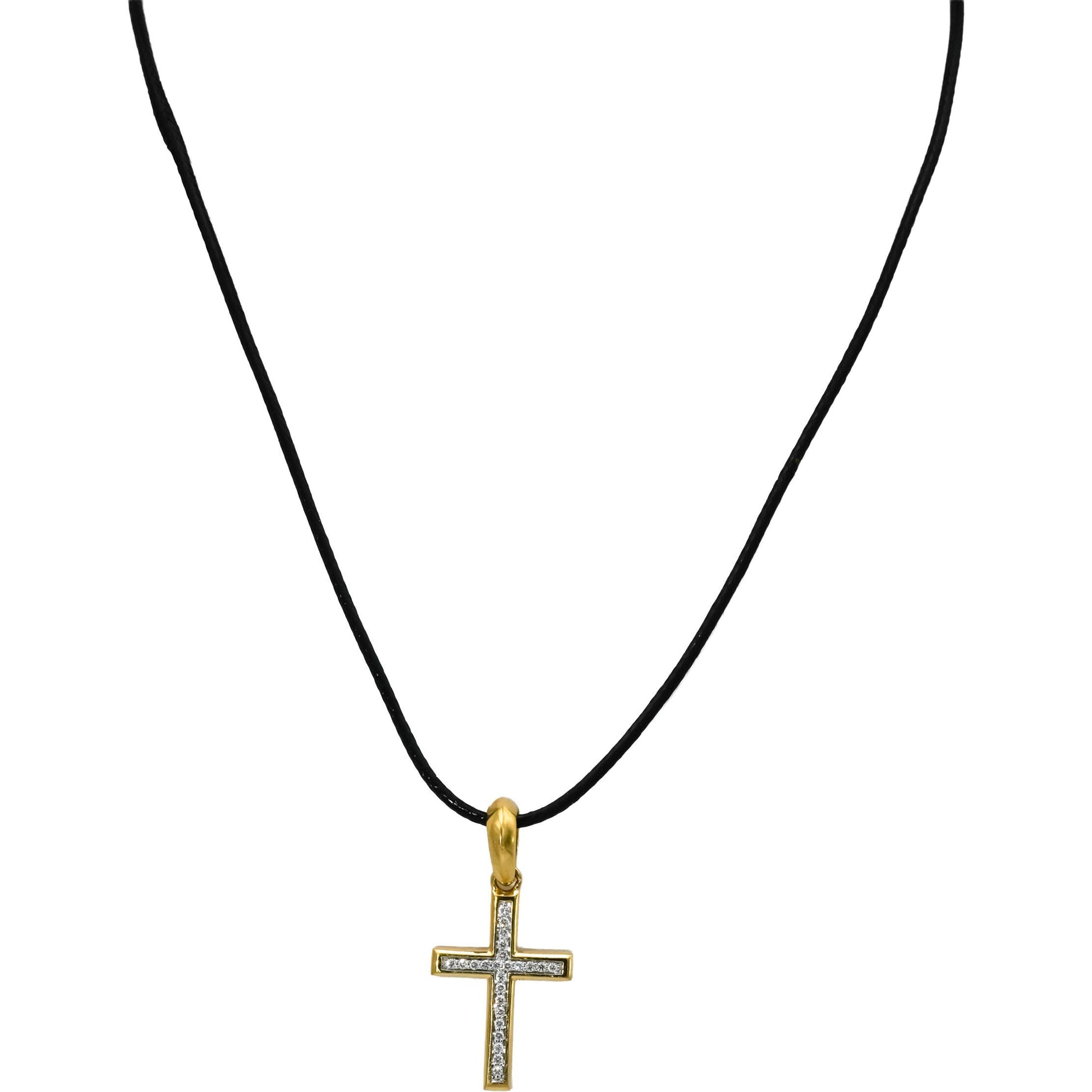 DAVID YURMAN 18k Gold VS Diamond Cross Pendant Necklace .16CT 2400 Retail