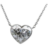 14k White Gold VS Heart Cut Lab-Grown Diamond Solitaire Pendant Necklace 2.98CT