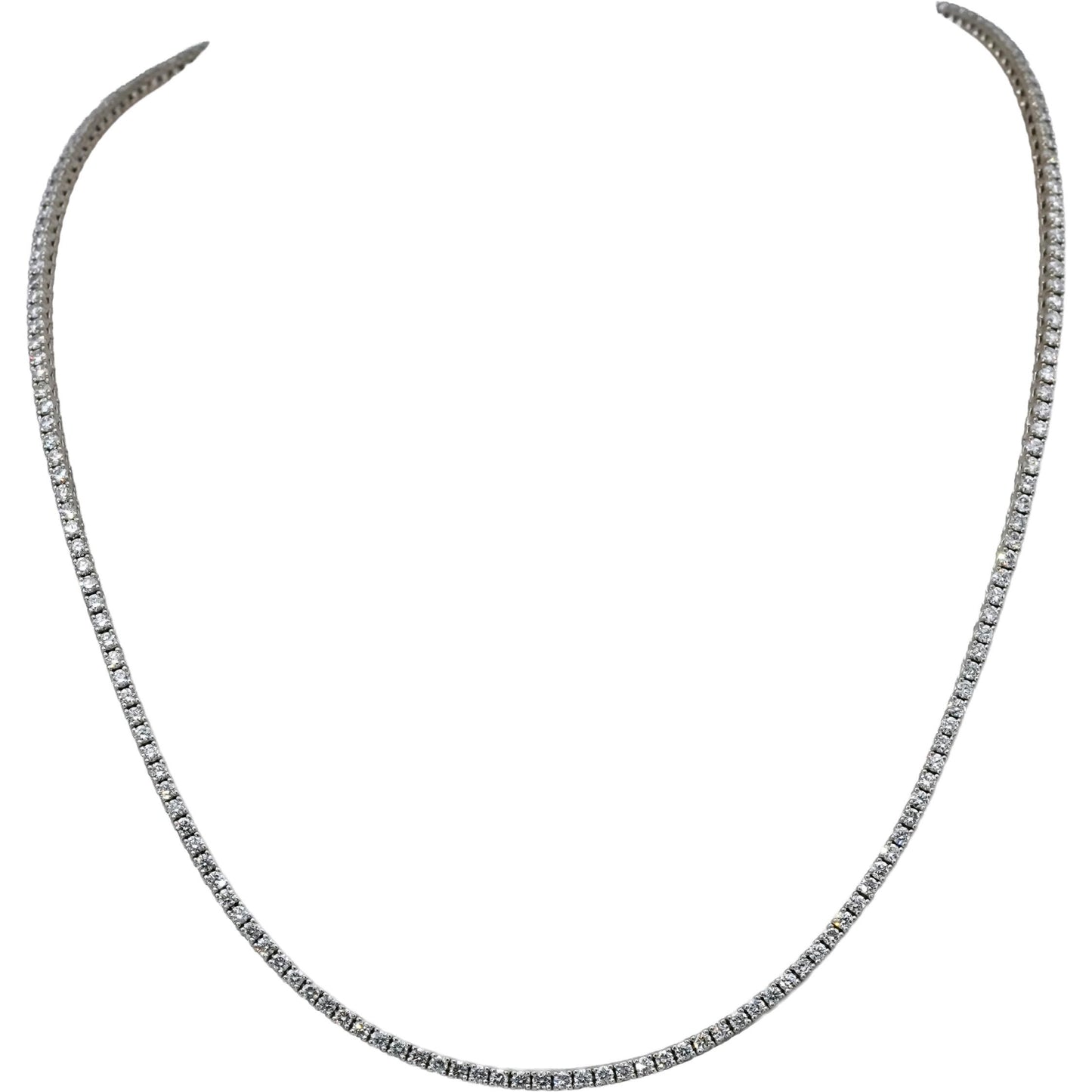 14k White Gold VS Round Natural Diamond Tennis Necklace 5.48CT