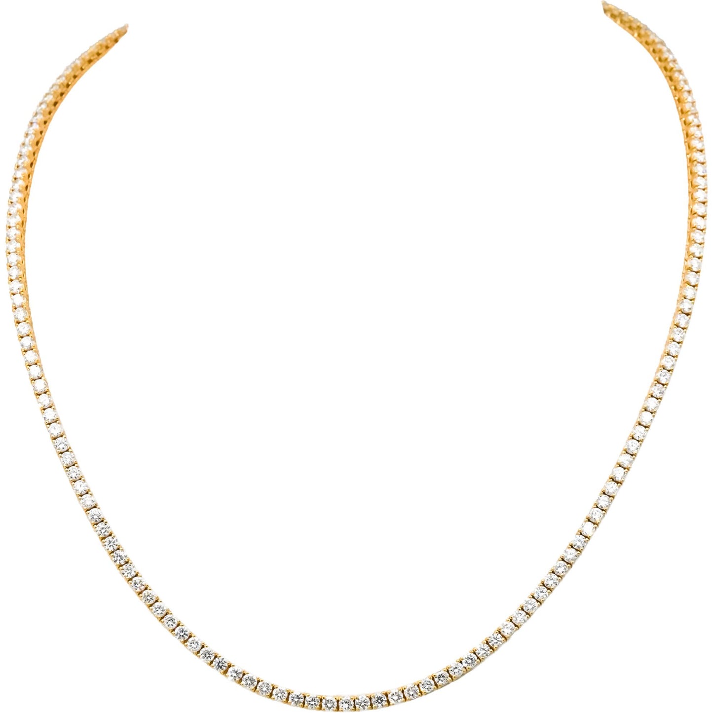 14k Yellow Gold VS Round Lab-Grown Diamond Tennis Necklace 7.81CT
