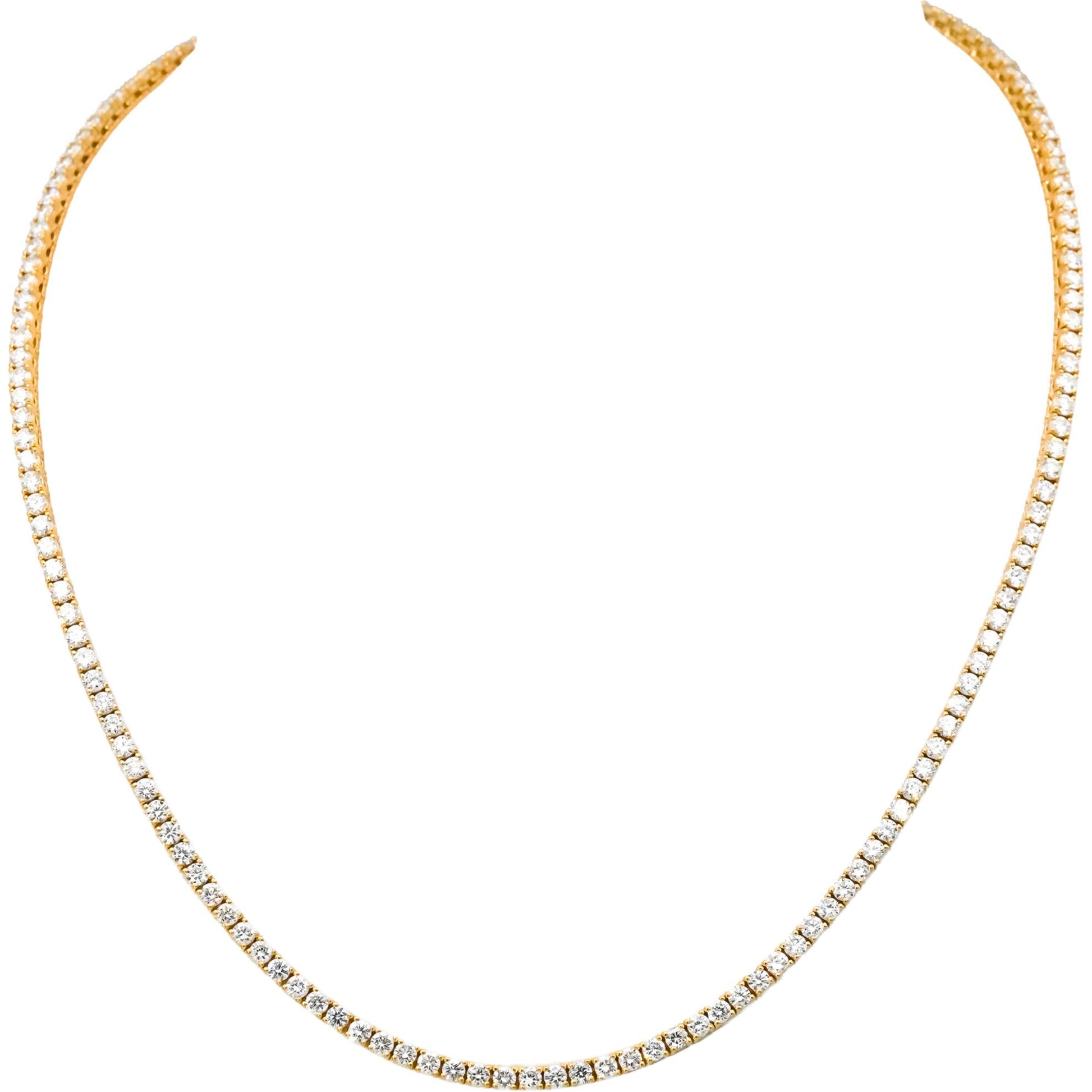 14k Yellow Gold VS Round Lab-Grown Diamond Tennis Necklace 7.81CT
