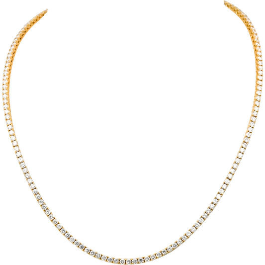 14k Yellow Gold VS Round Lab-Grown Diamond Tennis Necklace 7.81CT