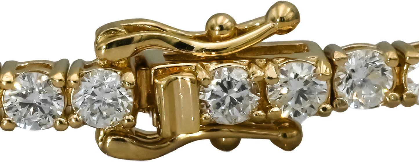 14k Yellow Gold VS Round Natural Diamond Tennis Bracelet 4.53CT