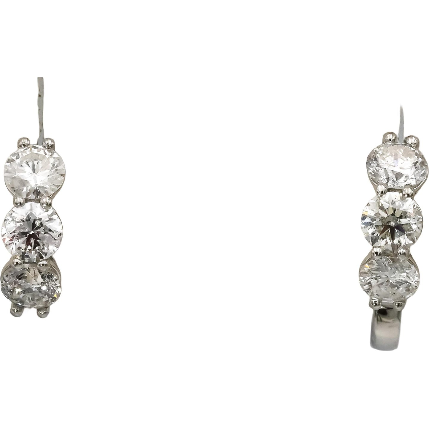 Platinum Round Natural Diamond Huggie Earrings 1.78CT
