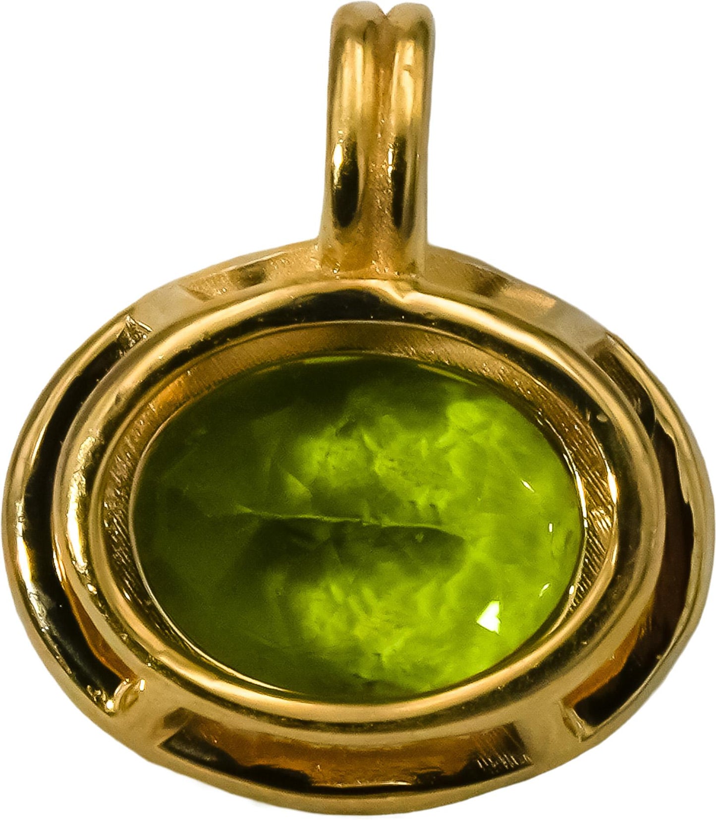 14k Yellow Gold Oval Cut Peridot Solitaire Pendant 0.58CT