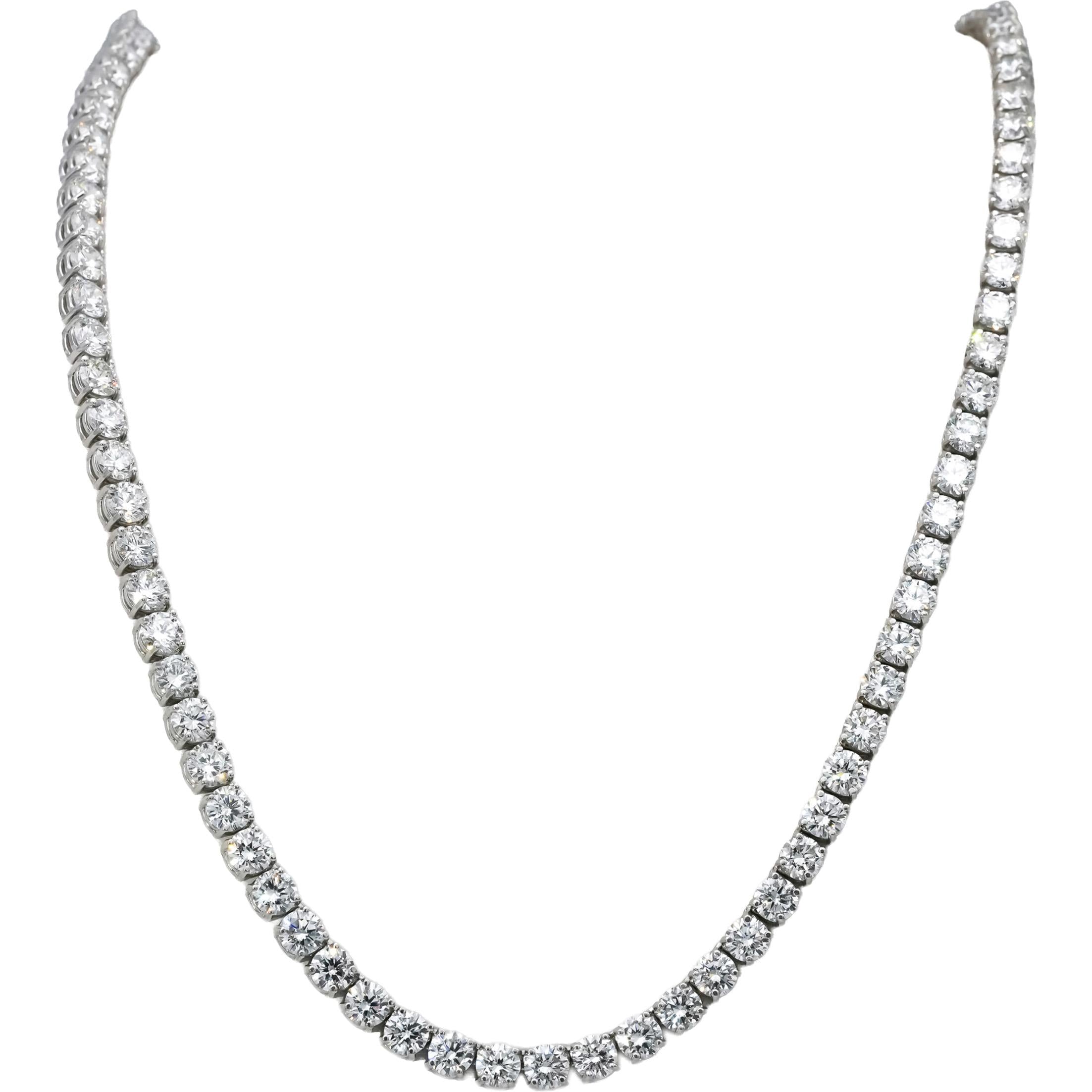 14k White Gold VS Round Lab-Grown Diamond Tennis Necklace 61.24CT