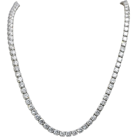 14k White Gold VS Round Lab-Grown Diamond Tennis Necklace 61.24CT