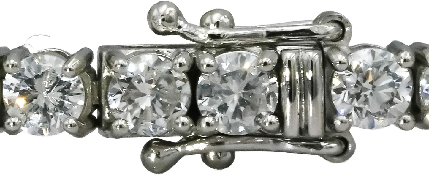 Platinum Round Cut Natural Diamond Tennis Bracelet 7.62CT