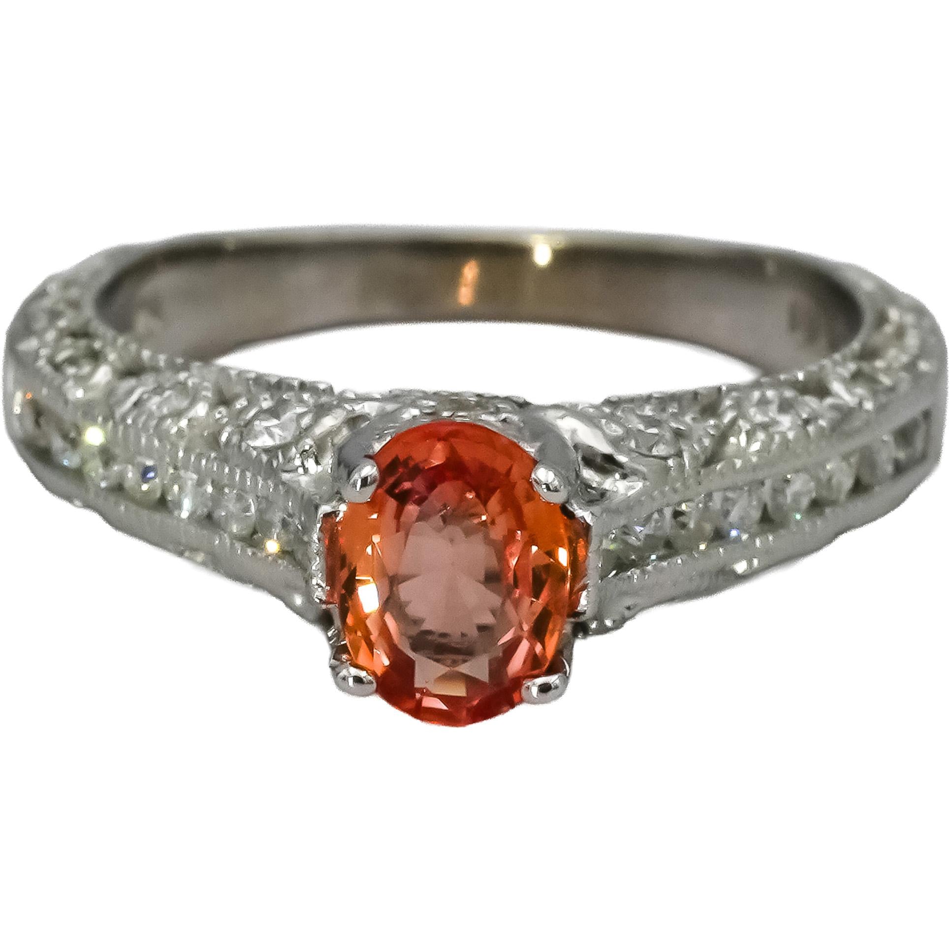 14k White Gold Diamond and Sapphire Filigree Ring 1.44CT Size 6.75
