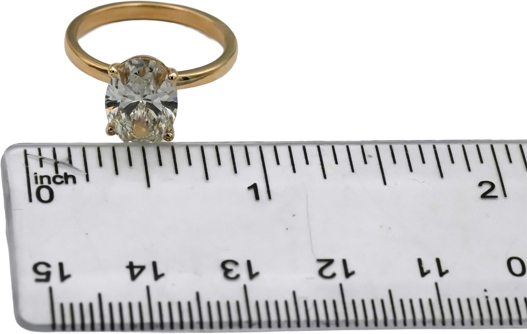 IGI 14k Yellow Gold VS1/G Oval Lab-Grown Diamond Solitaire Ring 2.56CT Size 5.75