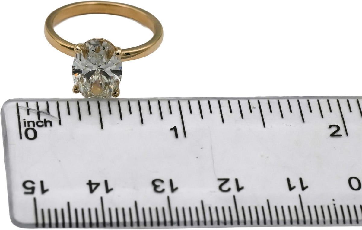 IGI 14k Yellow Gold VS1/G Oval Lab-Grown Diamond Solitaire Ring 2.56CT Size 5.75