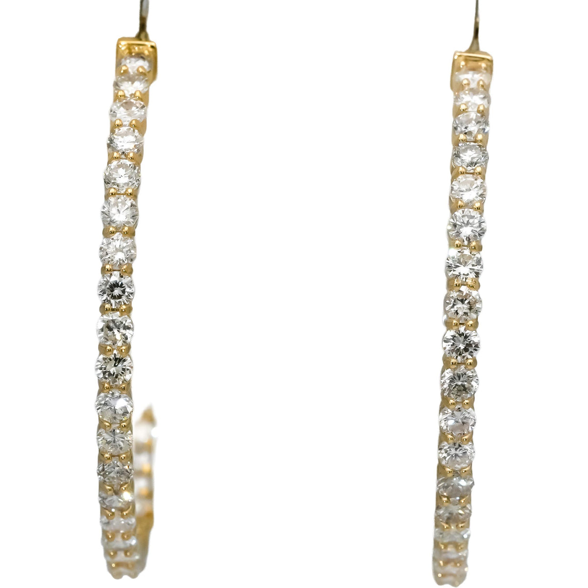 14k Yellow Gold Round Natural Diamond Inside Out Hoop Earrings 6.50CT