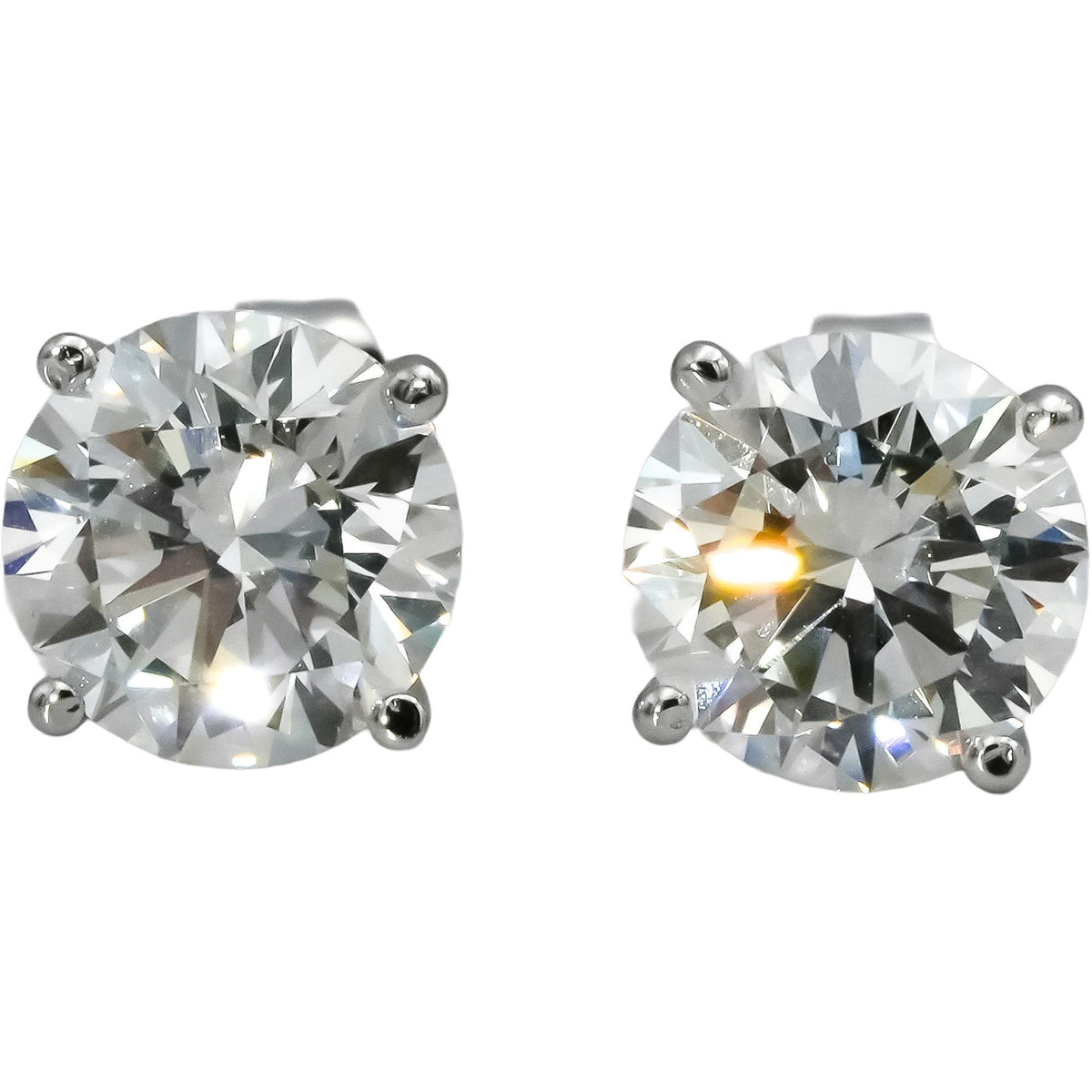 14k White Gold VS Round Lab-Grown Diamond Stud Earrings 4.08CT