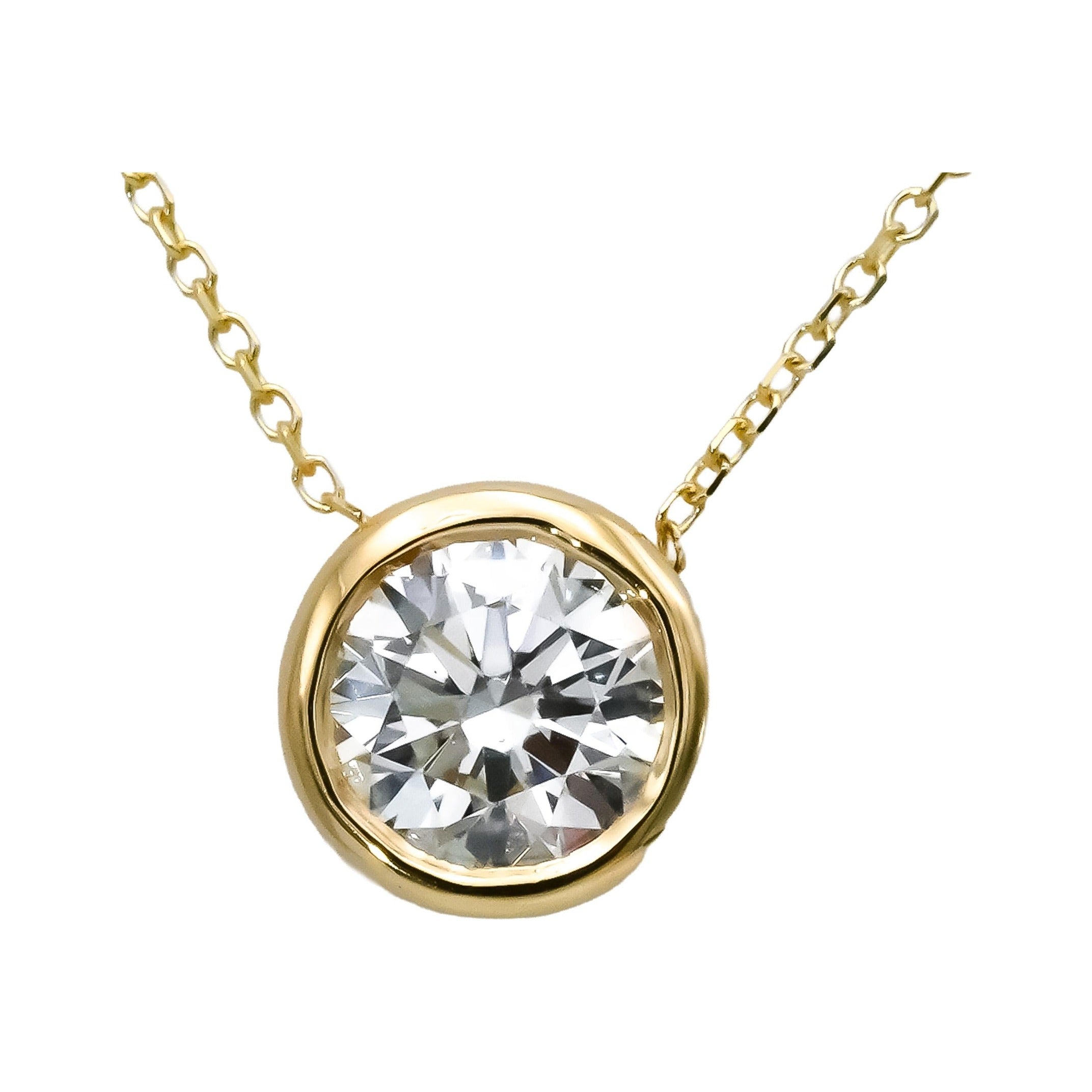 14k Yellow Gold VS Round Lab-Grown Diamond Solitaire Pendant Necklace 1.08CT